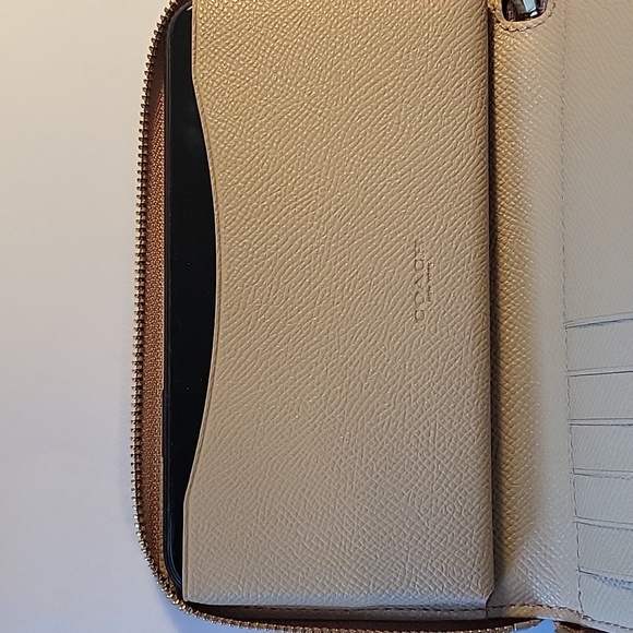 Coach Beige Crossgrain Leather Phone Wristlet - Picture 9 of 9